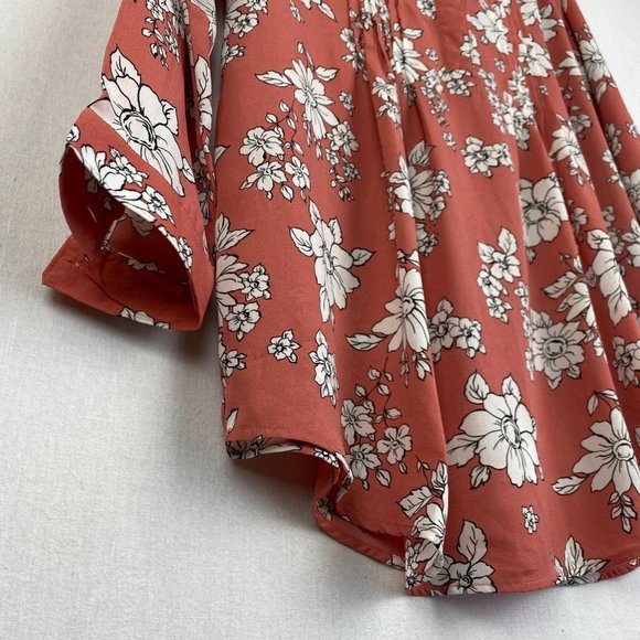 ALFRED SUNG Floral Print Sheer Collarless Shirt - Picture 4 of 8